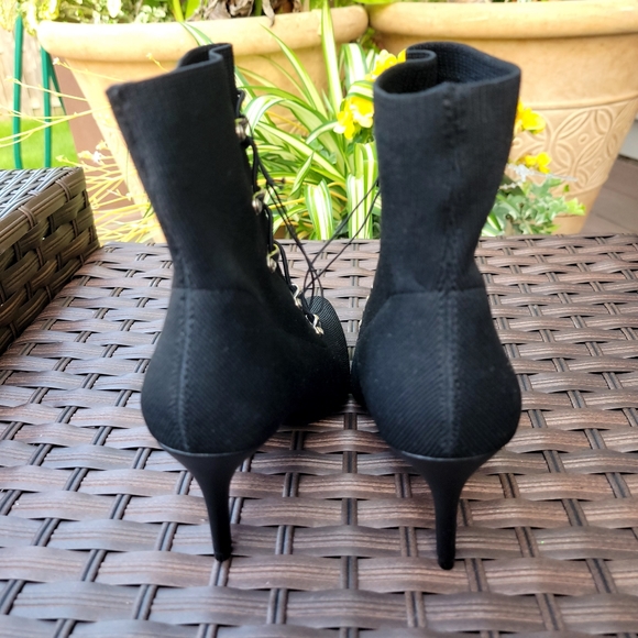 NWOT Sugar Tanikka black women's lace up heel sock booties. S 6 - Picture 5 of 11
